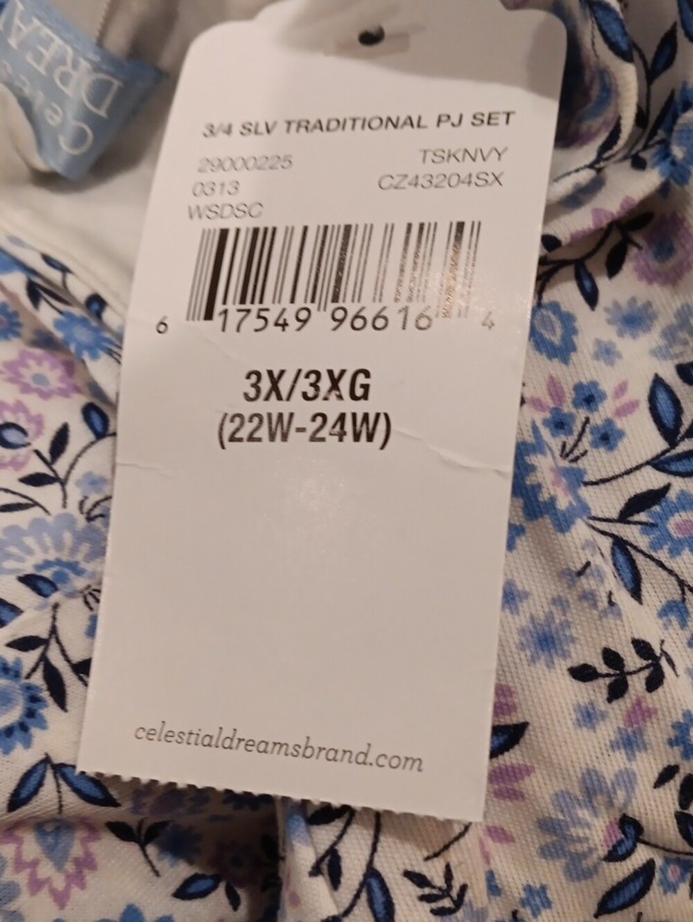 Celestial Dreams Plus Size Pajama Set - Light Blue And Lilac Floral on White - Picture 6 of 6